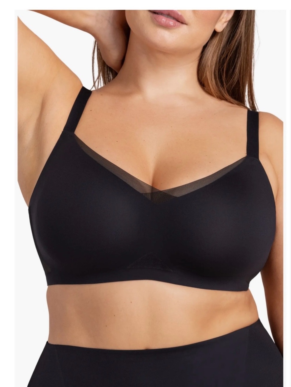 Honeylove Black Wireless Bralette with Mesh V-Detail